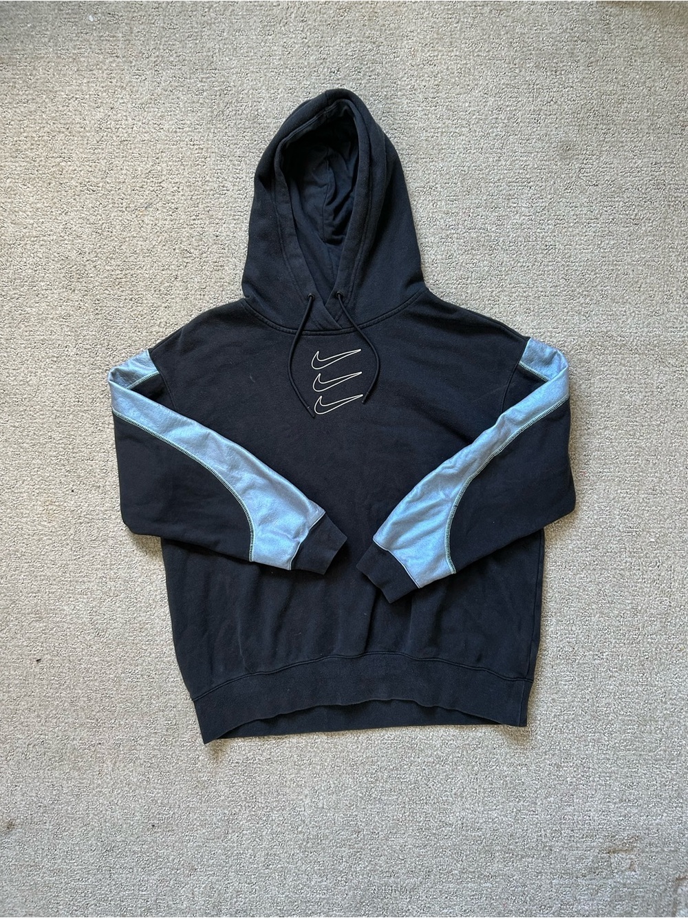 Nike Sportswear Womens Iridescent Triple Logo Black & Blue GX Crewneck - Size S